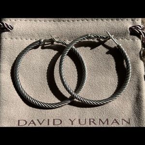 David Yurman Silver Sterling Cable Classic Hoop Earrings